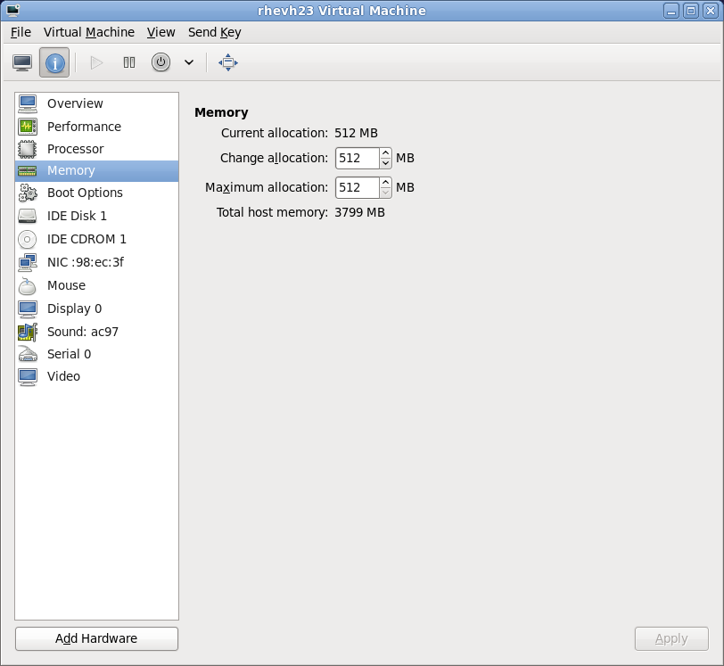 Displaying memory allocation